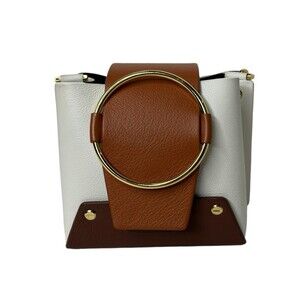 Yuzefi Womens Leather Suede Chain Strap Flap Over Structured Mini Handbag